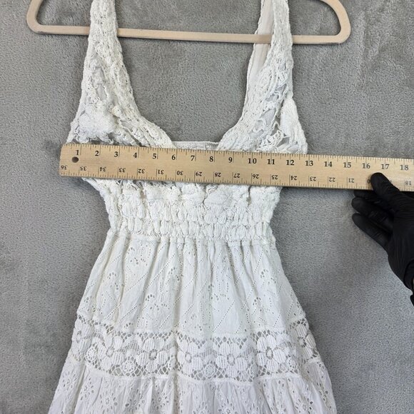 Temptation Positano Dress Womens Small White Alyssa Eyelet Lace Boho Made Italy - Picture 7 of 9